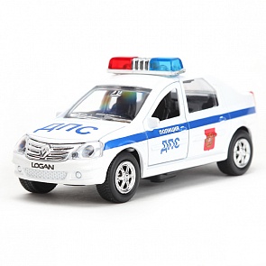 Машинка металлическая инерционная Renault Logan ДПС, 1:43, свет и звук (Технопарк, SB-13-21-1)